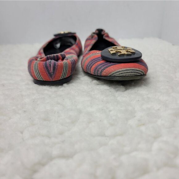 Tory Burch Bauer Reva Womens Ballet Flat Size 7.5 Striped Red Canvas Slip On - Picture 7 of 10